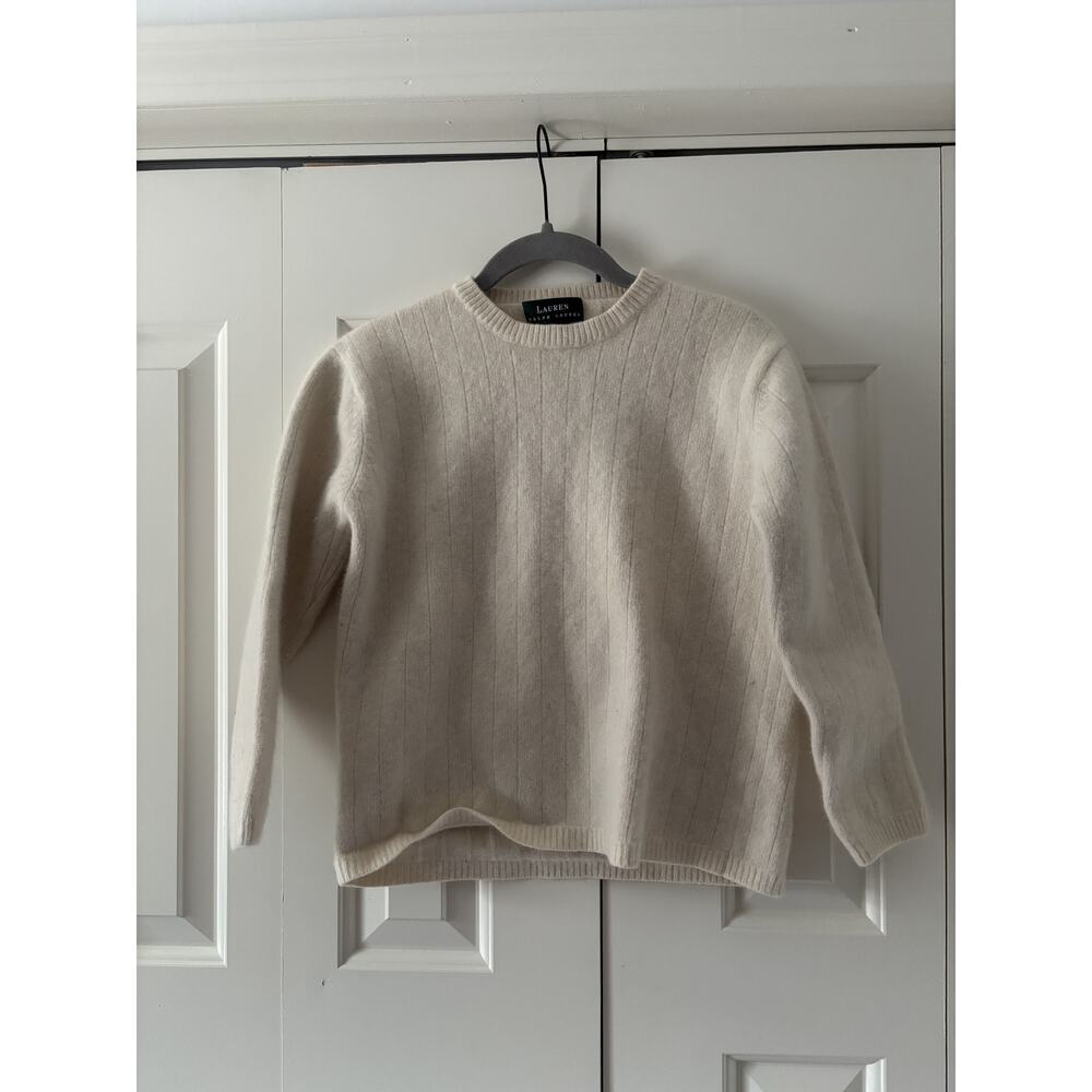 Lauren Ralph Lauren Ivory Merino Wool Cashmere Sweater - Picture 2 of 8